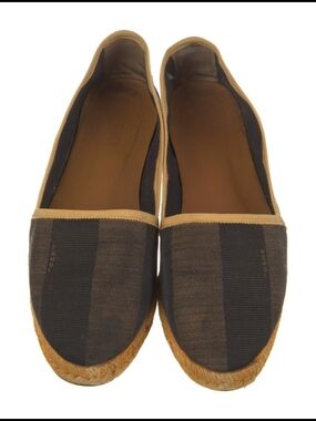 Fendi Striped Canvas Espadrille Flats in Brown